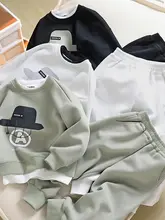 男の子用 フード付きスウェットシャツとパンツのカジュアル春秋ウェア（セットアップ対応）