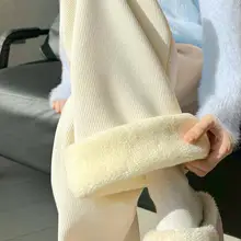 冬用ラムファー素材のコーデュロイワイドパンツ【暖かい・フィット・長丈】（セットアップ対応）