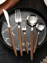 木製ハンドルのステーキカトラリー【ナイフ・フォーク・西洋料理用】