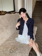 ラブバックルデニム スーツ レディース万能トップスとスカート