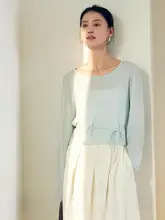 HeyDress リネンニット UVカットトップス【夏用・フレンチスタイル・ウエストデザイン】