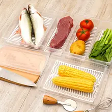 冷凍保存できる長方形フタ付き水切りボックス【野菜・魚・エビ用】