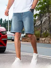 星空柄デザインのデニムショートパンツ【夏用・幅広シルエット・アメリカンスタイル】（セットアップ対応）