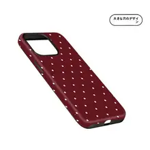 酒紅色ドット柄のiPhone用ケース【レトロデザイン・二重構造・マット仕上げ】
