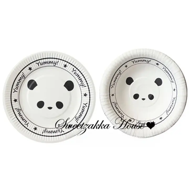 可愛らしいパンダデザインの紙皿・紙ボウル【パーティー用品・撮影小道具・飾り用】