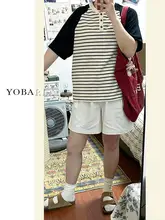 白色のショートパンツ【夏用・薄手・ハイウエスト・ワイドレッグ】