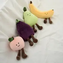 ぬいぐるみ クッション ナス バナナ 桃 ふわふわ かわいい 添い寝 卓上インテリア キッズ 男の子 女の子 ギフト