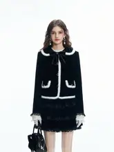 卓雅 フェイクベルベットレーススパンコール ミニケーキスカート【冬用・甘めスタイル】