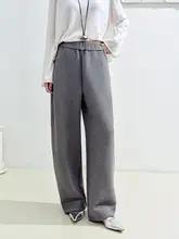 OWNSONG 厚手エアーコットンパンツ【高腰・ゆったり・弧型デザイン・秋冬用】