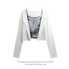 春夏用 国風プリントのキャミソールと長袖トップス【短めデザイン・女性用・おしゃれな印象】（セットアップ対応）