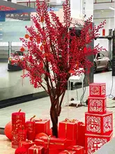 大型リアルウッド擬似赤果樹【新年の願い木・北米冬青樹風・赤いベリー】