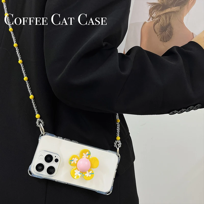 アクリル製花デザインスマホスタンドケース：回転式でデスクに自然に設置できる