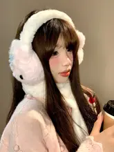 可愛いピンクのウサギ型ファー製イヤーマフ【折りたたみ式・冬用・防寒】