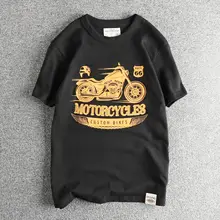 バイクプリント半袖Tシャツ【コットン・レトロデザイン・メンズ】