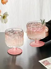カクテルグラス シャンパングラス 脚付きグラス ガラス製 ピンク 凹凸テクスチャー インスタ映え 雰囲気 おしゃれ ギフト プレゼント