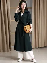 NZ カーキ色の長袖トレンチコート【オーバーサイズ・春秋用・女性用】