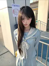 薄荷アイス柄セーラー服【長袖・短袖・ネイビー襟・夏用】（セットアップ対応）