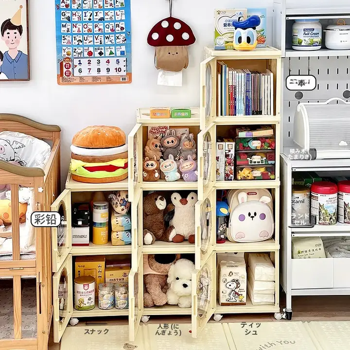 子供部屋用 移動可能なおもちゃ収納キャビネット【多層・ぬいぐるみやブロックの整理に最適】