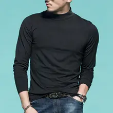 春季用 メンズ港風 長袖Tシャツ【コットン製・ハイネック・フィット】（セットアップ対応）