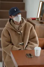 ウール混合テディベアファーコート【中長丈・ダッフルボタン】