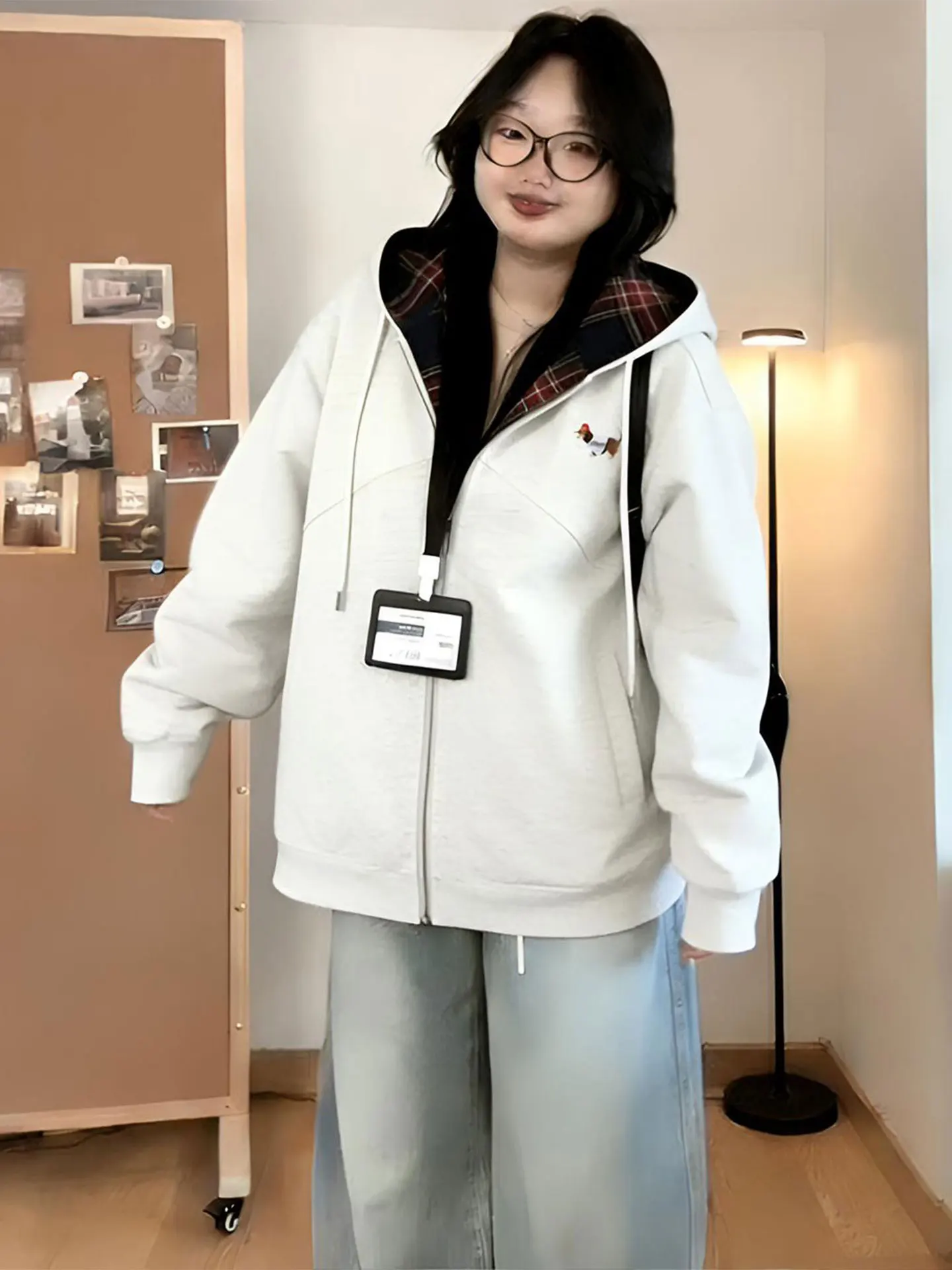 ゆったりした韓国風フード付きカーディガン：通勤・春シーズン向けのリラックススタイル