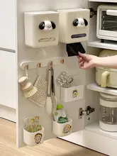 キッチン用収納ボックス【フタ付き・壁掛け・調理器具やラップ収納に最適】