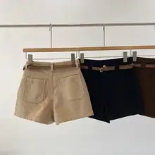 レトロスタイル コーデュロイショートパンツ【高腰・Aライン・女性用・秋冬用・テーパード】（セットアップ対応）