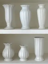 白色陶器の花瓶【リビング装飾用・生花向け・水栽培対応】