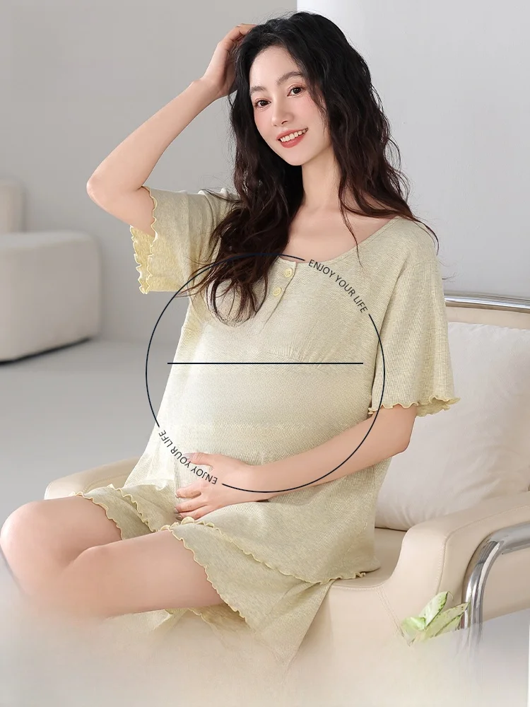 授乳対応マタニティパジャマ：モダール製短袖短パンの快適性と実用性