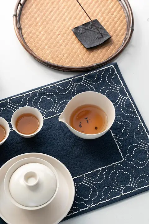 刺繍茶席用材料キット【中国伝統模様・茶垫・花フレーム・DIY・手作りギフト】