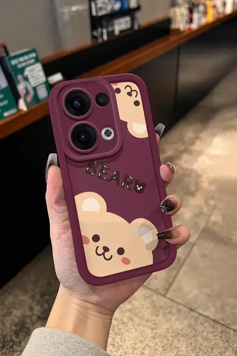 OPPO Reno13 Pro対応 スマートフォンケース【Reno12・Reno11・全包・防摔・可愛いクマデザイン】