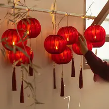 新年用光る小型提灯飾り【中華風・赤・お正月・装飾用】