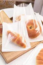 食品用牛皮紙製 三角形透明包装袋【防油・クロワッサン・トーストサンドイッチ対応】