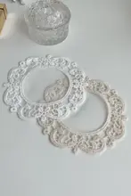 レトロ風 フランススタイル レース円形コースター【刺繍・白・防滑】
