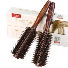 ヘアブラシ 男女兼用 家庭用 円筒形 木製ブラシ