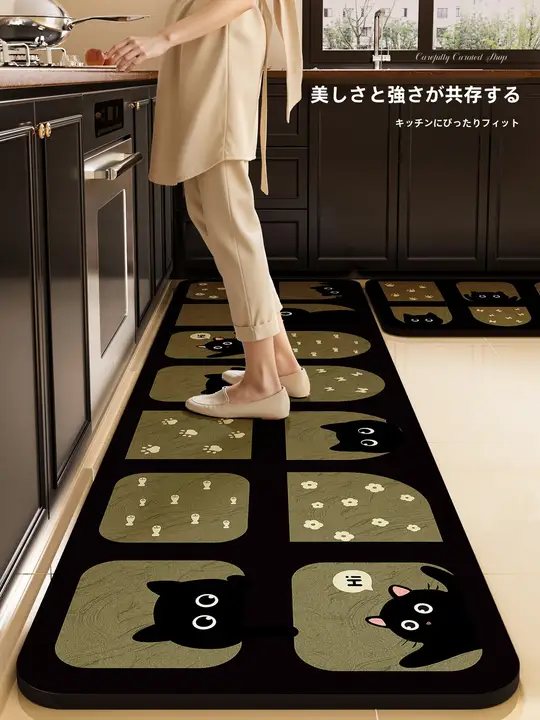 キッチン・バスルーム用滑り止めマット【防油・防水・吸水速乾】