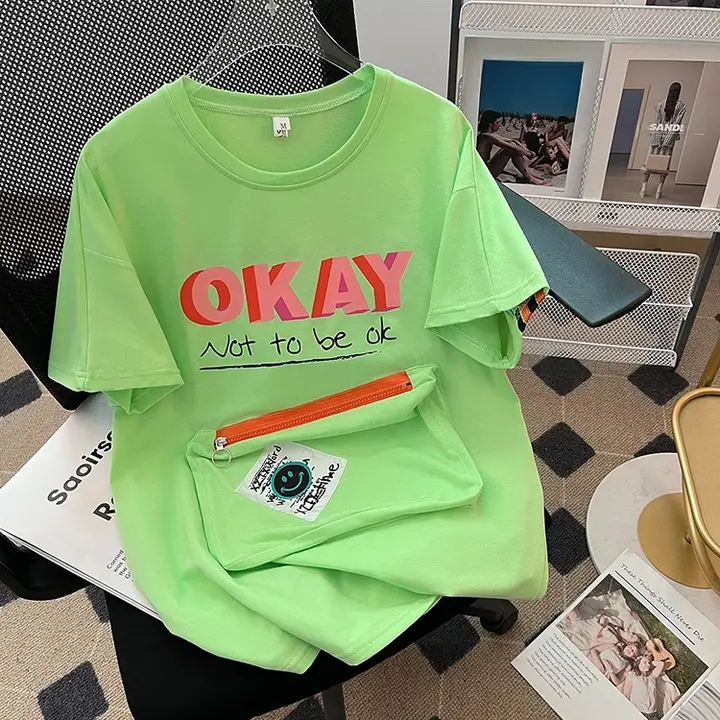 デザインポケット付き 半袖Tシャツ【大きいサイズ・夏用・ゆったりデザイン・体型カバー・カジュアル】