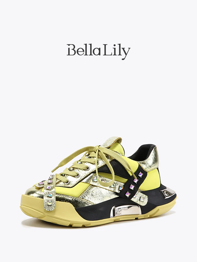 90s hiphop スニーカー風のカラーブロックデザイン スニーカー｜Bella Lily BG39516