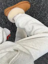 秋冬用 白色 高腰保温コットンパンツ【極上の柔らかさ・厚手・ワイドレッグ】