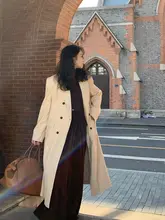 レトロなチュニック丈コーデュロイアウター【秋冬用・中綿・保温・膝下丈・女性用】