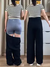 黒のストレートパンツ【大きいサイズ・フィット・春用・セミワイド】