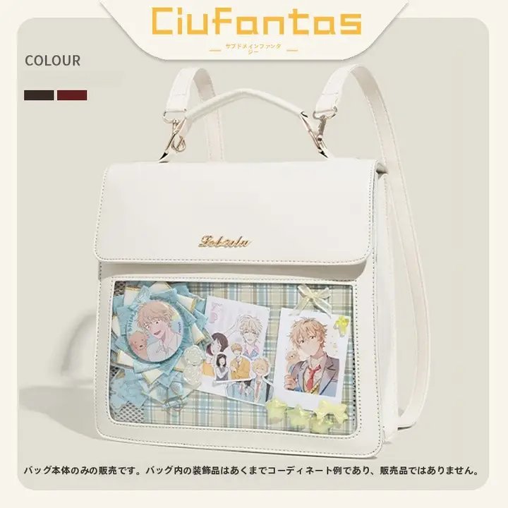 痛バッグ リュック 斜め掛け 制服風 缶バッジ収納 コンパクト デイリー レディース アニメグッズ