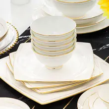 景徳鎮製骨瓷 食器セット【シンプルデザイン・ボウル・箸付き・家庭用】