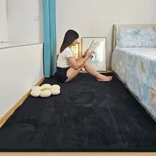 ブラックロングラグマット【主寝室用・耐汚染・フロアマット・居間用】