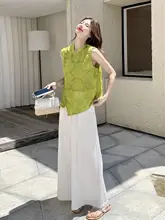 新中式 不規則デザイン ノースリーブトップス【上品な印象・ワイドパンツ・夏用】（セットアップ対応）