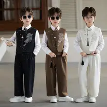 新中式男児用礼服【刺繍デザイン・春夏向け・合唱演出用】（セットアップ対応）