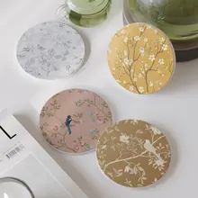フランス風植物デザインの吸水コルクセラミックコースター【滑り止め・オフィス用】