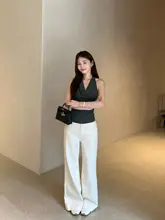 高腰フレアデニムパンツ【レトロ・ワイドレッグ・ストレート】