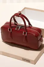 牛革製 レディースハンドバッグ【ヴィンテージスタイル・赤・結婚式用】