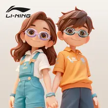 LINING 防水防曇のジュニア用スイミングゴーグル【男女兼用・高解像度・キャップ付き】（セットアップ対応）